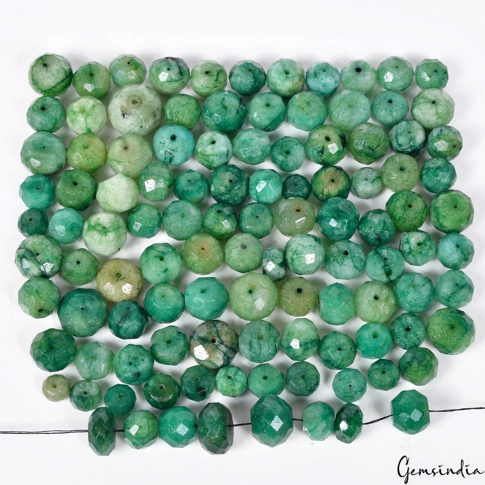 109 Pcs Natural Finest Green Em1erald Round Cut Loose Drilled Beads Lot~ 1020 Ct