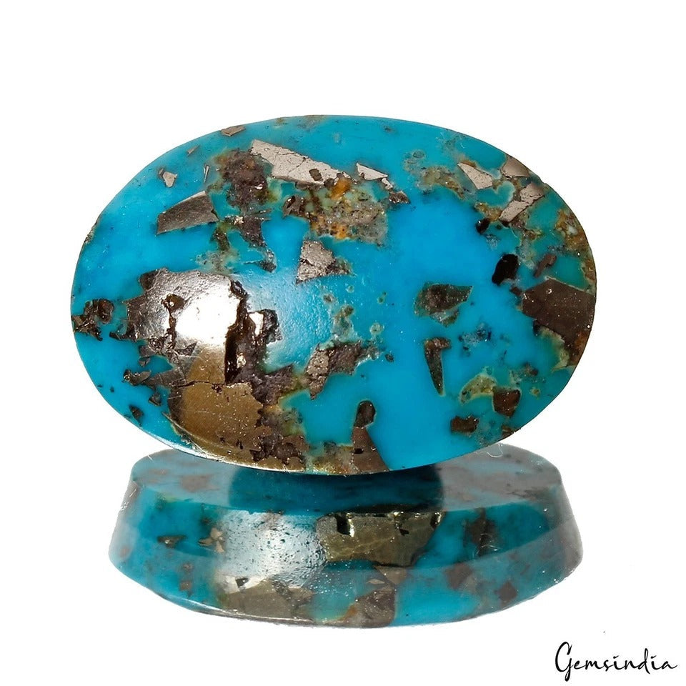 33.80 Cts Natural Untreated Copper Blue Turquoise(Firoza)Oval Cab Loose Rare Gem