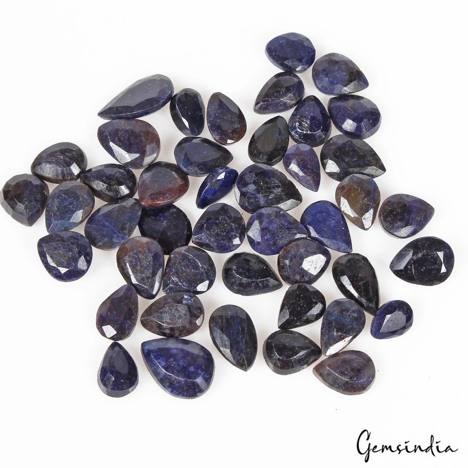 44 Pcs Natural Blue Sapphire Pear Faceted Cut 8mm-13mm Loose Gemstones 140 Cts
