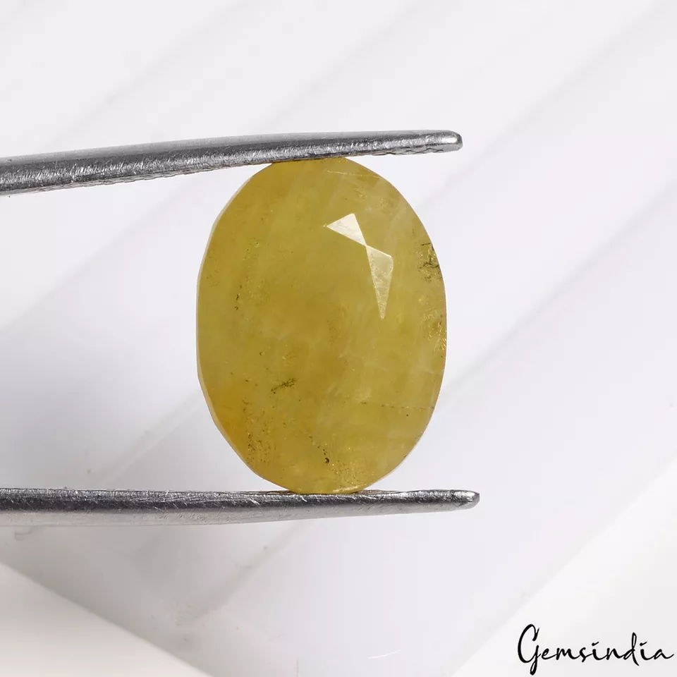 Certified 10.40 Ct. Natural Untreated Ceylon Yellow Sapphire Oval Cut Gemstone