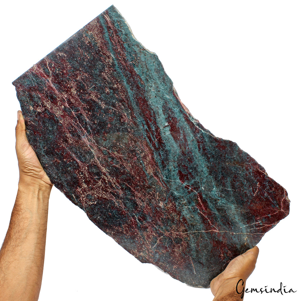 Ruby Kyanite Rough Specimen, Untreated, Red Green Blue Mix — 20.5x12x0.8 Inch, 7.6 Kg (38000 Ct), Madagascar