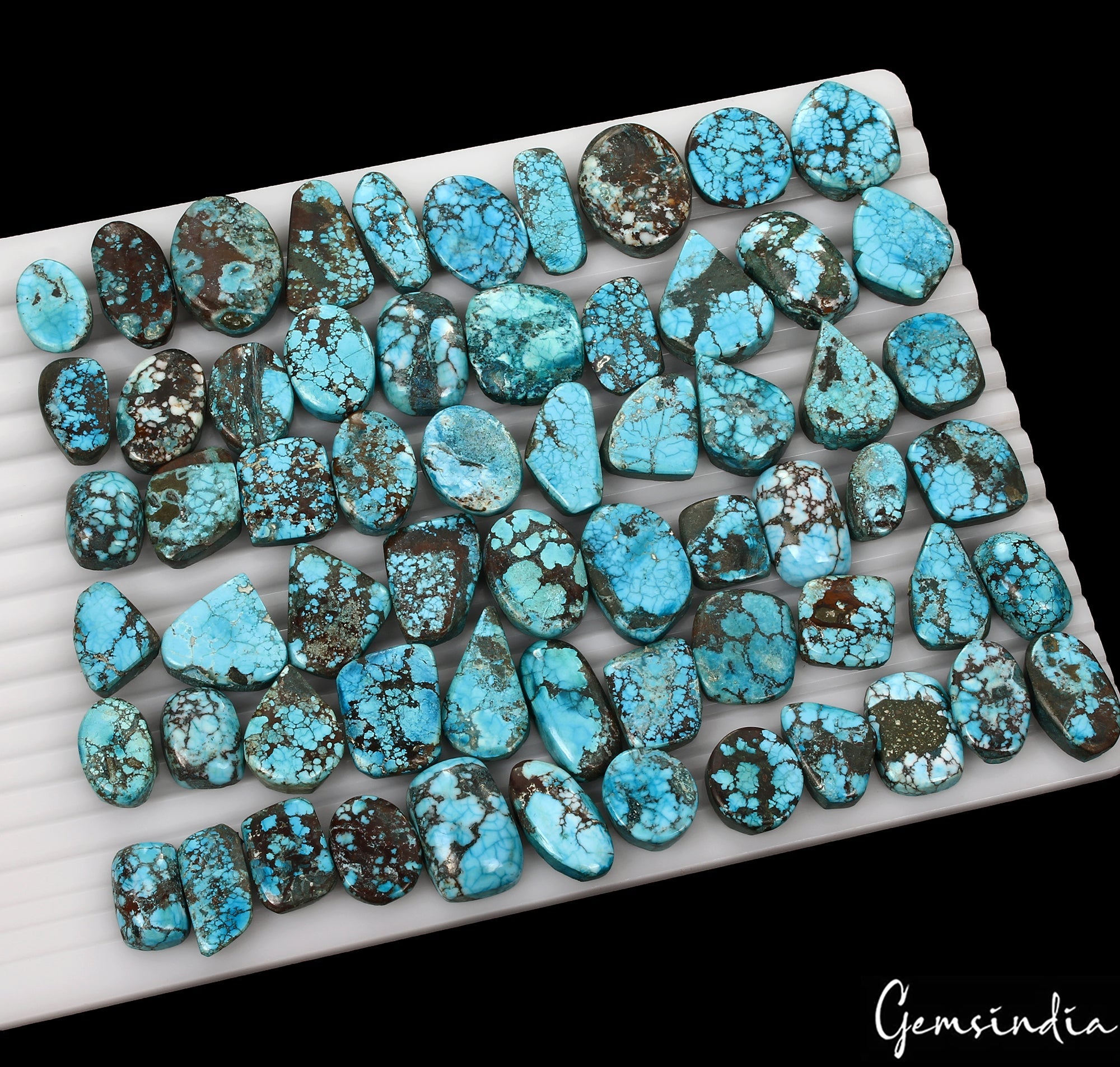 800 Ct/63 Pcs Natural Blue Green Spiderweb USA Turquoise Mix Cab Loose Gems Lot
