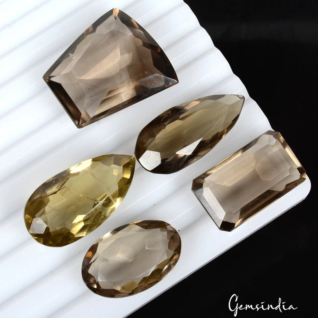 Smoky Quartz Lot, Loose Gemstone, Untreated, Brown — 5 Pieces, 27mm to 32mm, 200 Ct, Madagascar