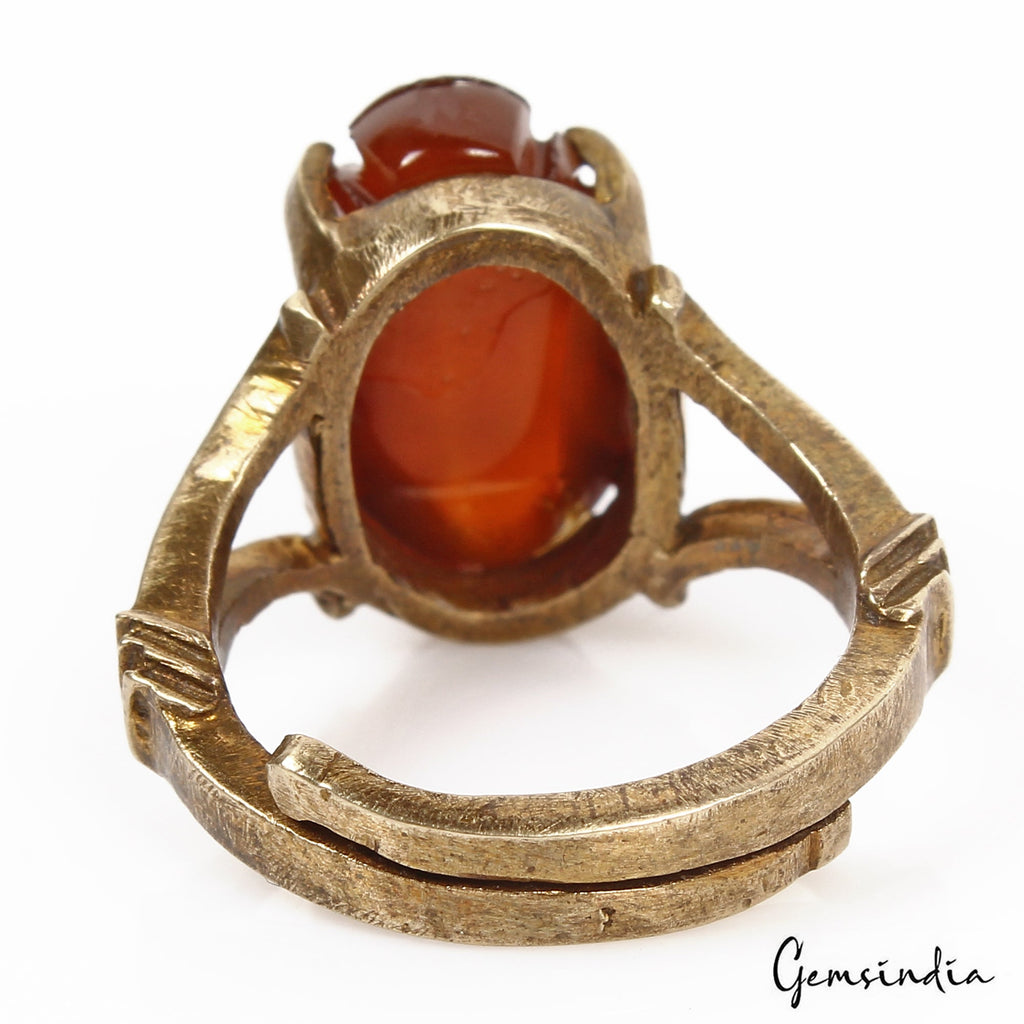 8 Mix Metal Adjustable Ashtadhatu Carved Ganesha Onyx Gem Astrological Ring~7gm