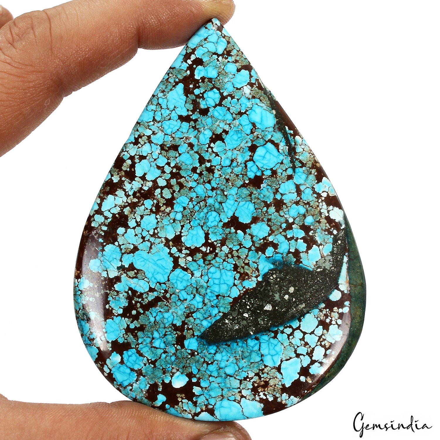 Large 490 Ct Spiderweb Turquoise Blue Pear Shape USA Arizona Loose Cab Gemstone