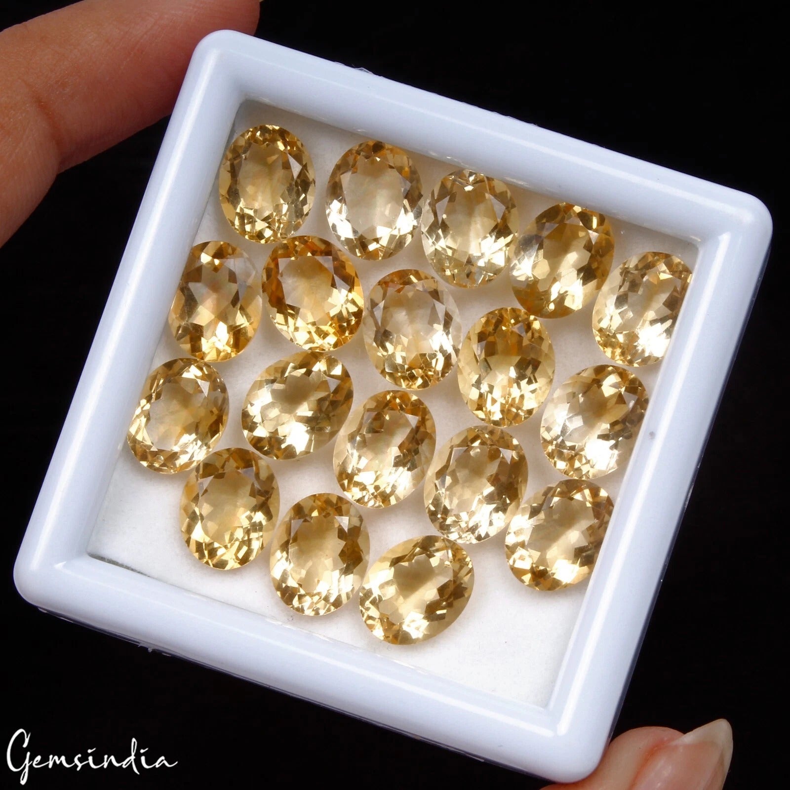 Certified 44.40 Ct/18 Pcs Natural Yellow Citrine Oval Calibrated Gem For Jewelry