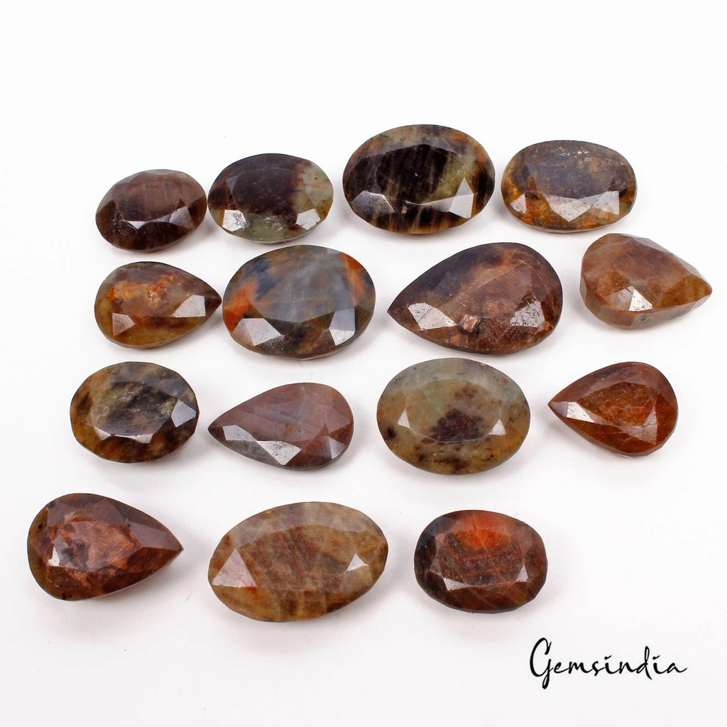 1740 Ct/15 Pcs Natural Untreated Multi Color Sapphire Mixed Cut Gems For Jewelry