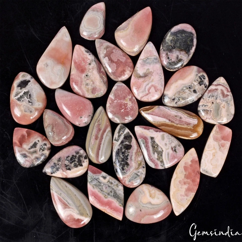 600 Cts/24 Pcs Natural Untreated Designer Pink Rhodochrosite Argentina Gemstones