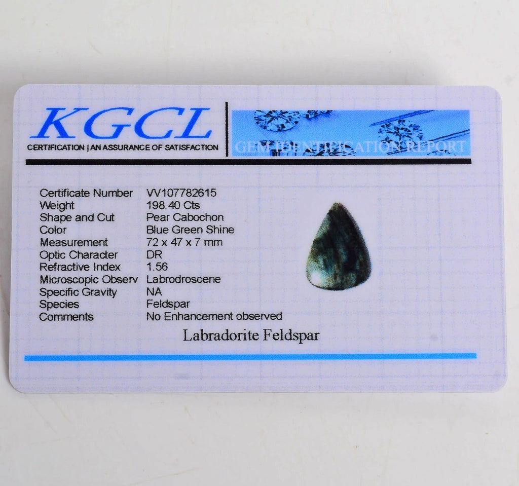 Labradorite Cabochon, Untreated, Blue — 72x47x7mm, 198.40 Ct