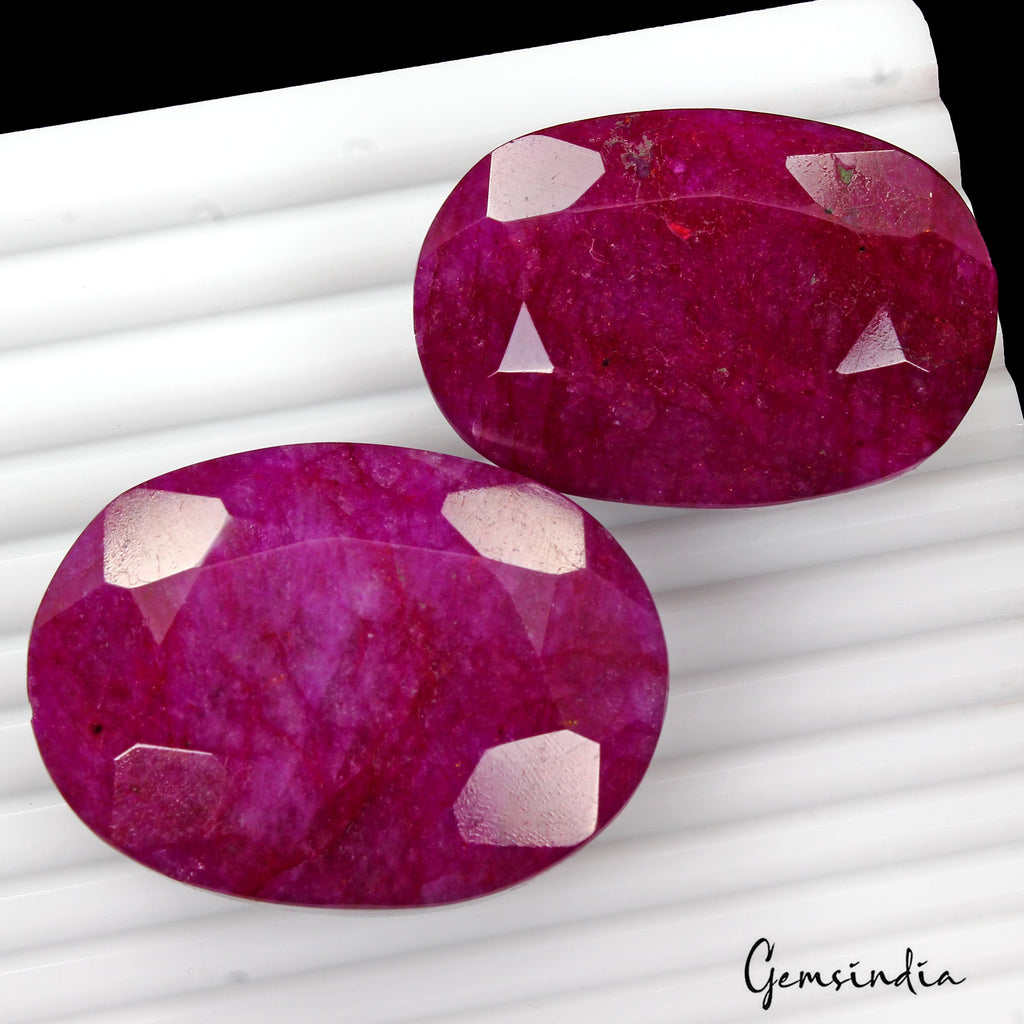 Natural Pink Red Oval Cut Faceted Beryl Bixbite Earth Mined 700 Ct Gems Lot 2 Pc