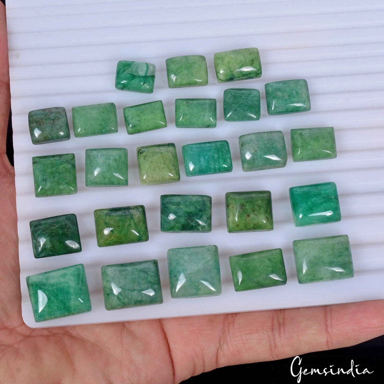 370 Cts Natural Green Brazilian Emerald Rectangular Cab Loose Ring Size Gemstone