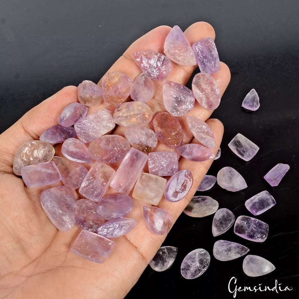 570 Ct/46Pcs Natural Untreated Purple Amethyst/Ametrine Druzy Mix Cut Loose Gems