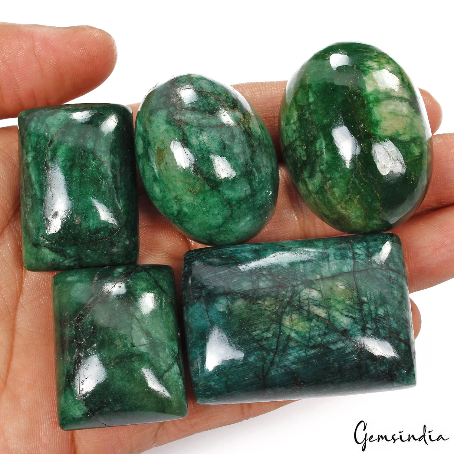 980 Ct/5 Pcs Natural Brazilian Bottle Green Emerald Mix Cab Loose Wholesale Gems