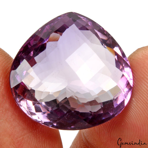 Amethyst Loose Gemstone, Pear Checker Cut, Untreated — 22x21x12 mm, 32.40 Ct, Brazil