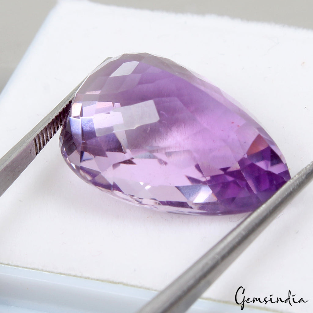 VVS 25.40Ct Natural Amethyst Certified Huge Pendant Size Pear Untreated Gemstone