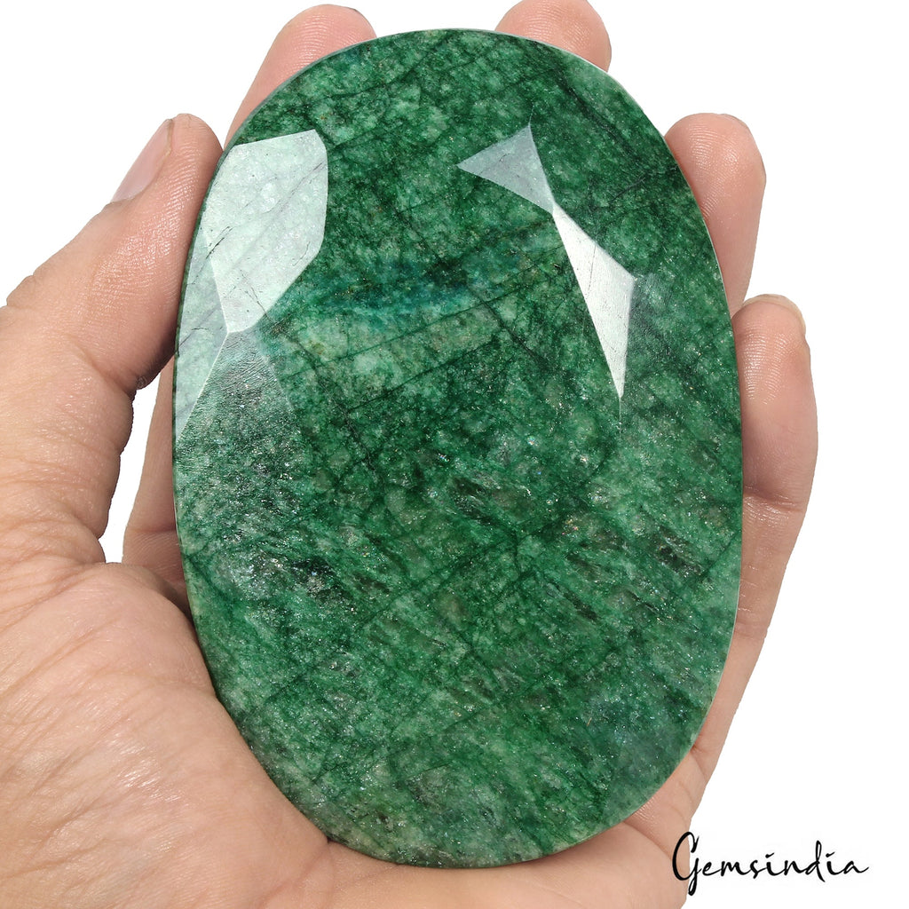 2220 Ct Natural Green Brazilian Emerald Oval Faceted Earth Mined Loose Gemstone