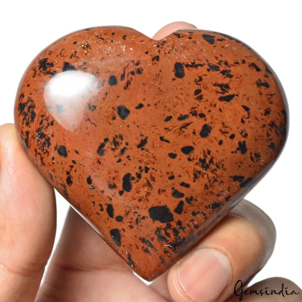 660Ct Natural Mahogany Obsidian Puffy Heart Crystal Healing/Meditation Loose Gem