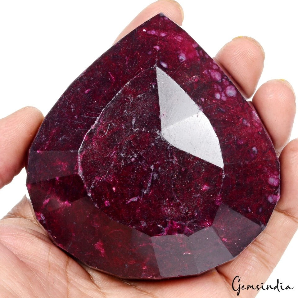 1880 Ct Natural Red Ruby Pear Faceted Cut Huge Museum Size Madagascar Gemstone