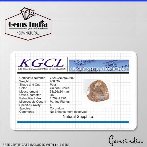 Sapphire Loose Gemstone, Pear Cut, Untreated — 58x56x30 mm, 900 Ct, Madagascar