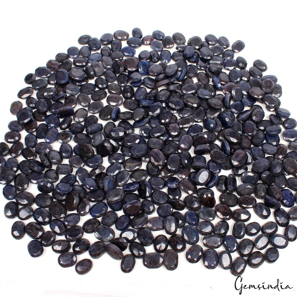 Blue Sapphire Lot, Loose Gemstone, Oval Cut, Color Enhanced — 385 Pieces, 15mm to 19mm, 7500 Ct (1.5 Kg)