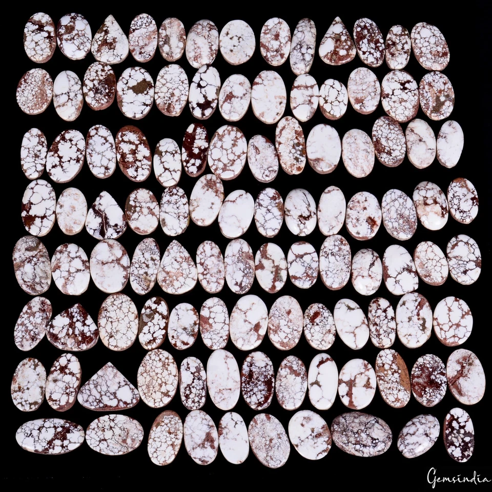 3500 Ct/103 Pcs Natural Untreated White Buffalo Turquoise Mix Cab Wholesale Gems