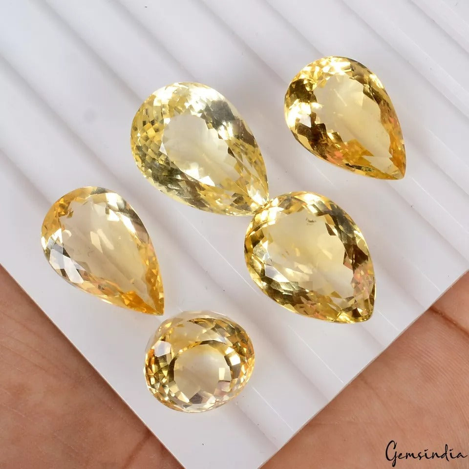 79 Cts/5 Pcs Natural Untreated Brazilian Yellow Citrine Mix Cut Gems For Jewelry
