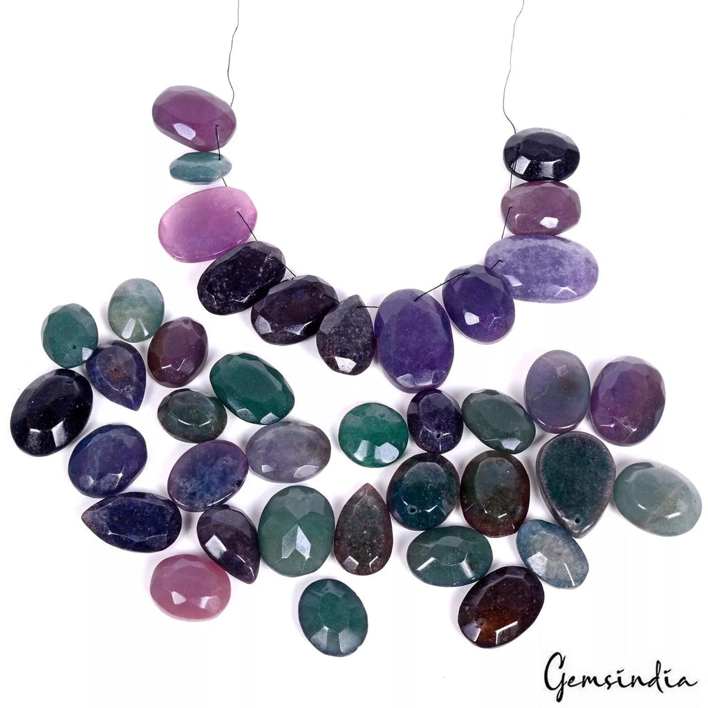 880 Cts/39 Pcs Natural Multi Color Onyx Mix Cut Drill Beads Loose Wholesale Gems