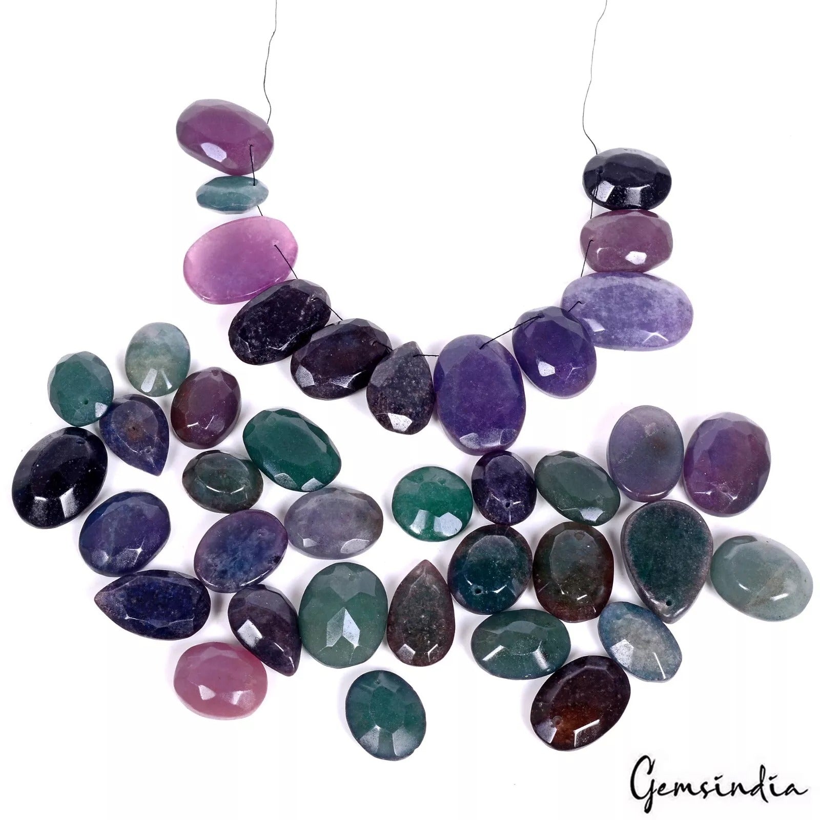 880 Cts/39 Pcs Natural Multi Color Onyx Mix Cut Drill Beads Loose Wholesale Gems