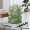 2175 Ct Natural Green Aventurine Single Stone Ganesha Hand Carved Sculpture 3.7"