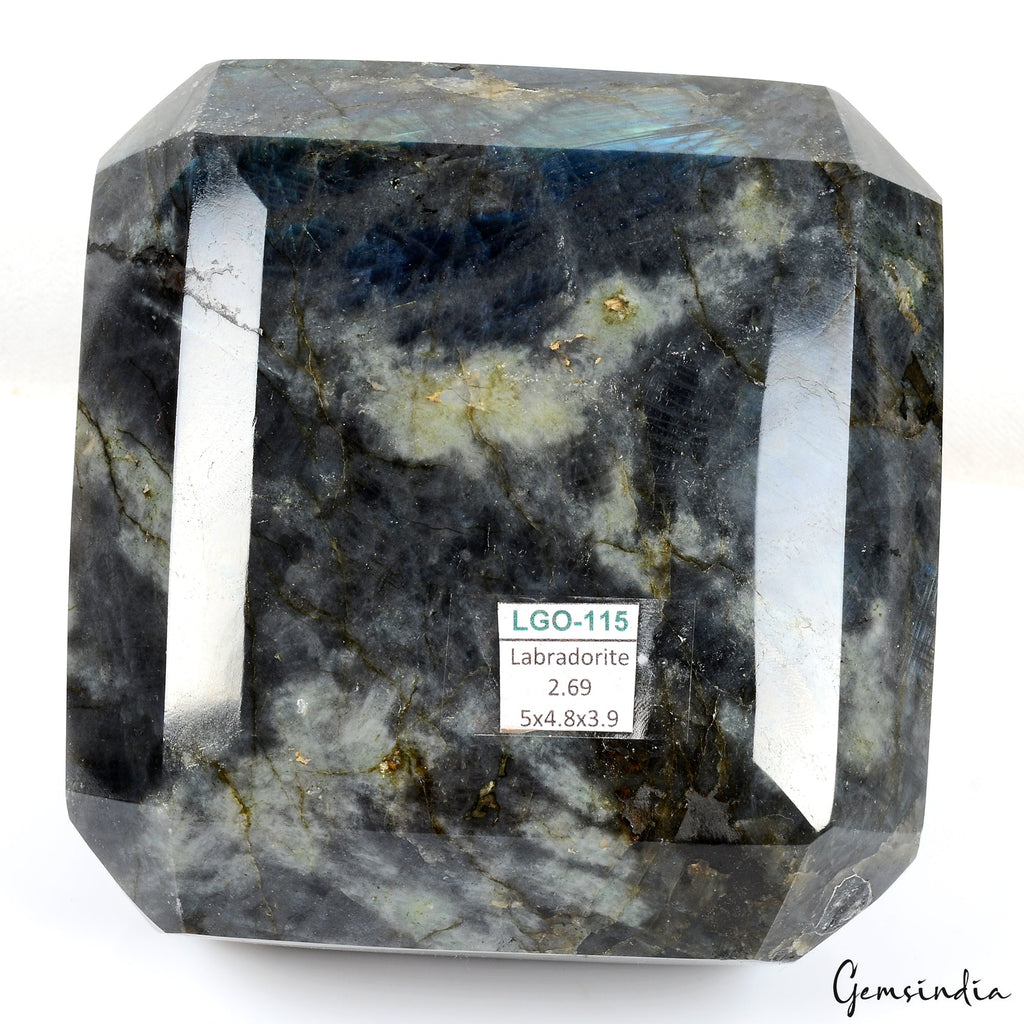 2.69 Kg Blue Flash Labradorite Untreated Octagon Cut Rare Museum Grade Gemstone