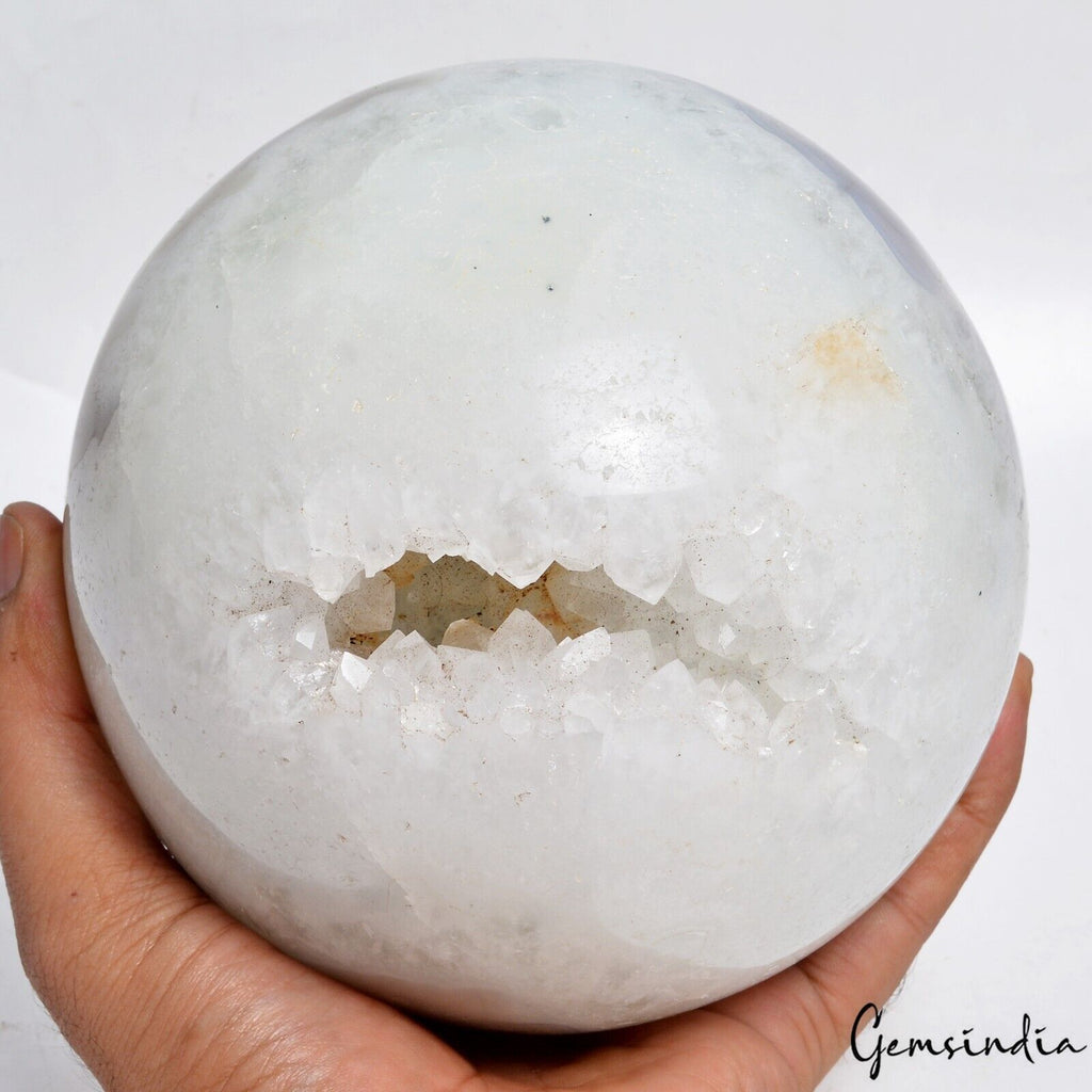 3.74 Kg Natural B-color Druzy Geode Dendrite Moss Agate Crystal Healing Sphere