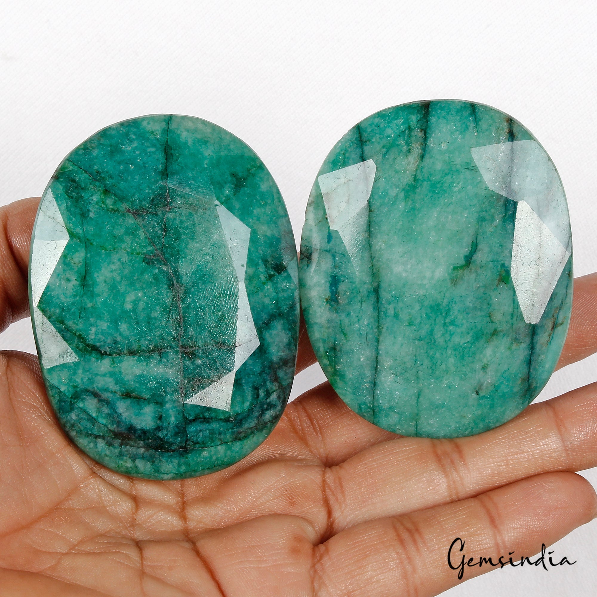 1100 Cts/2 Pcs Natural Brazilian Green Emerald Oval Cut Loose Wholesale Gems Lot