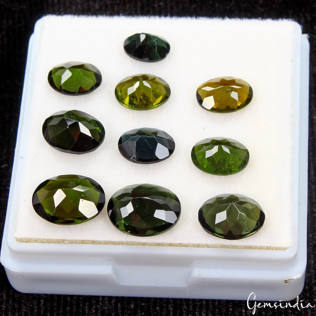 14.50 Ct Natural AAA Chrome Green Tourmaline 7-10mm Loose Oval Faceted Cut Gems