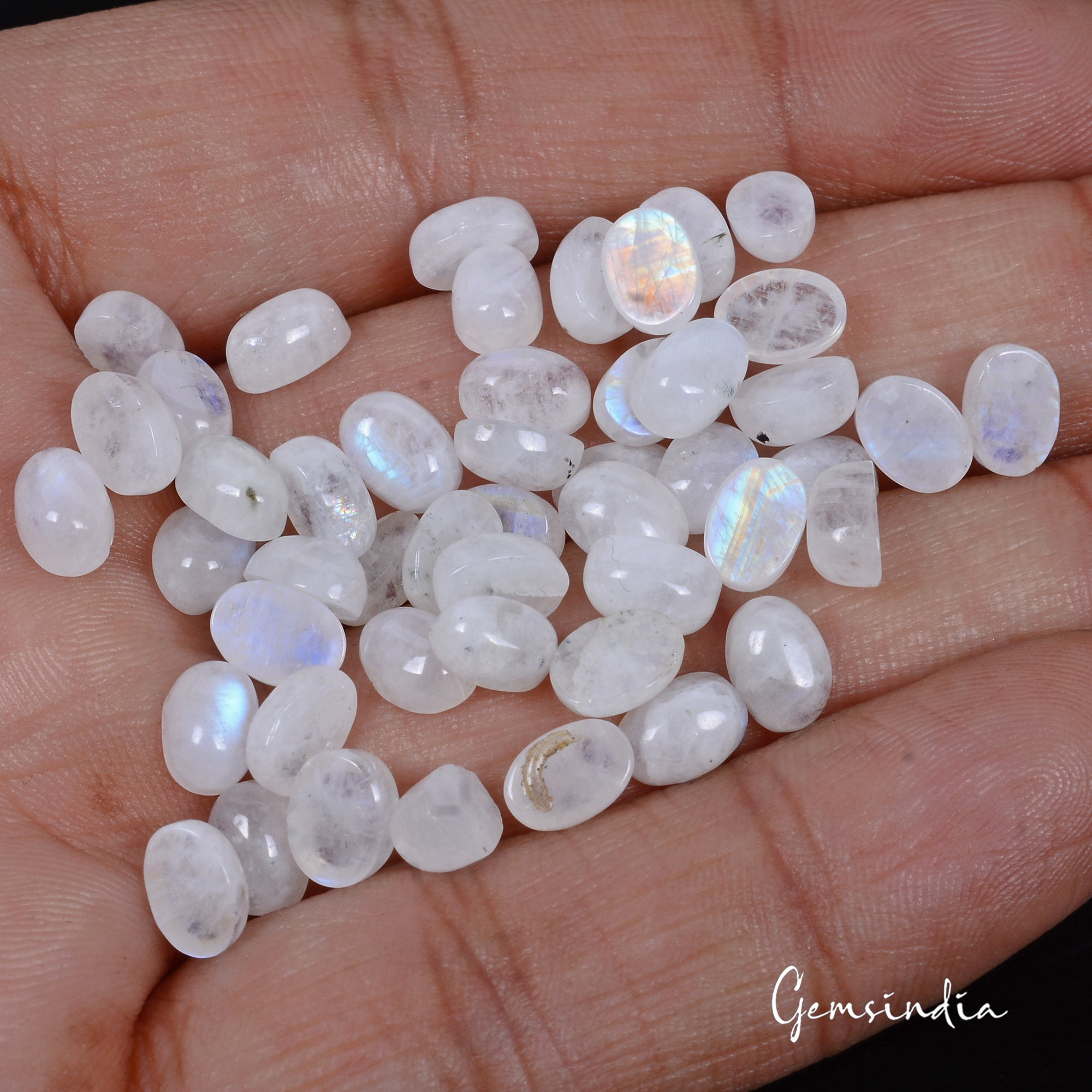 Certified 52.50 Ct/50 Pcs Natural Blue Shine Moonstone Oval Calibrated 7x5m Gems