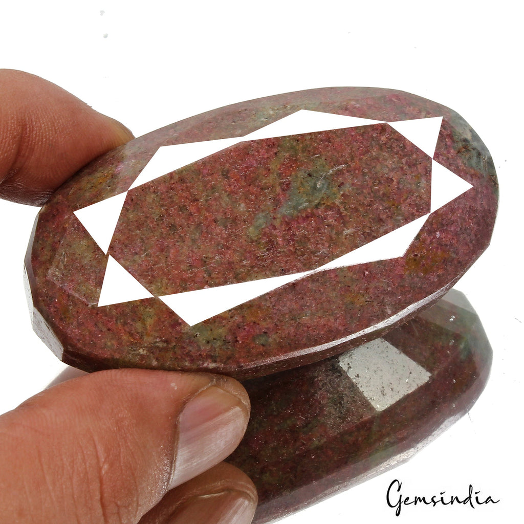 680 Ct Natural Untreated Ruby Fuchsite Oval Cut Faceted Earth Mined Loose Gems