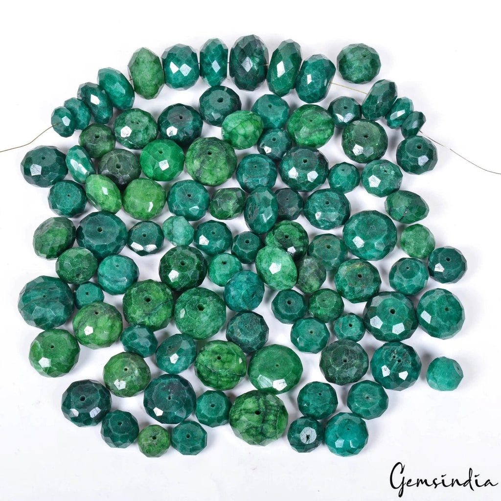 95 Pcs Green Emerald Round Cut Drilled Beads 10-20mm Loose Gemstones Lot~1500 Ct