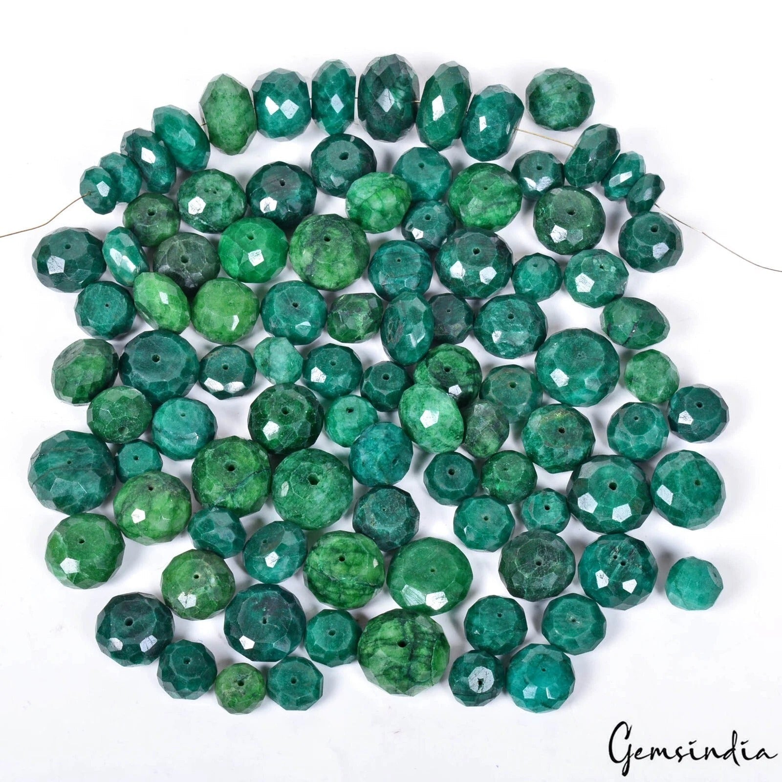 95 Pcs Green Emerald Round Cut Drilled Beads 10-20mm Loose Gemstones Lot~1500 Ct