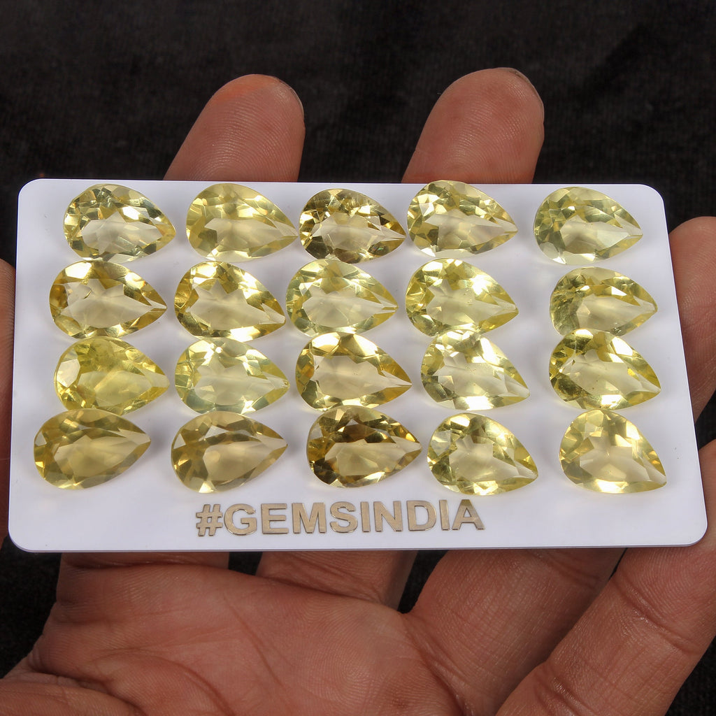 102.10 Ct Pear Cut Lemon Quartz 14x10mm Natural Calibrated Loose Gemstones~20 Pc