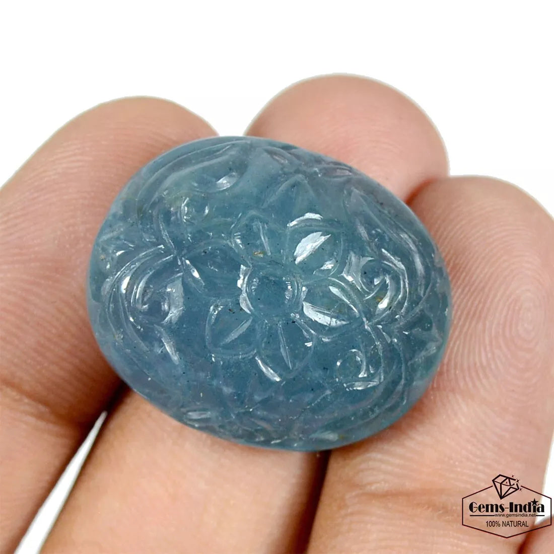 Aquamarine Loose Gemstone, Untreated, Blue — 25 x 21 x 11mm, 45.70 Ct, Brazil