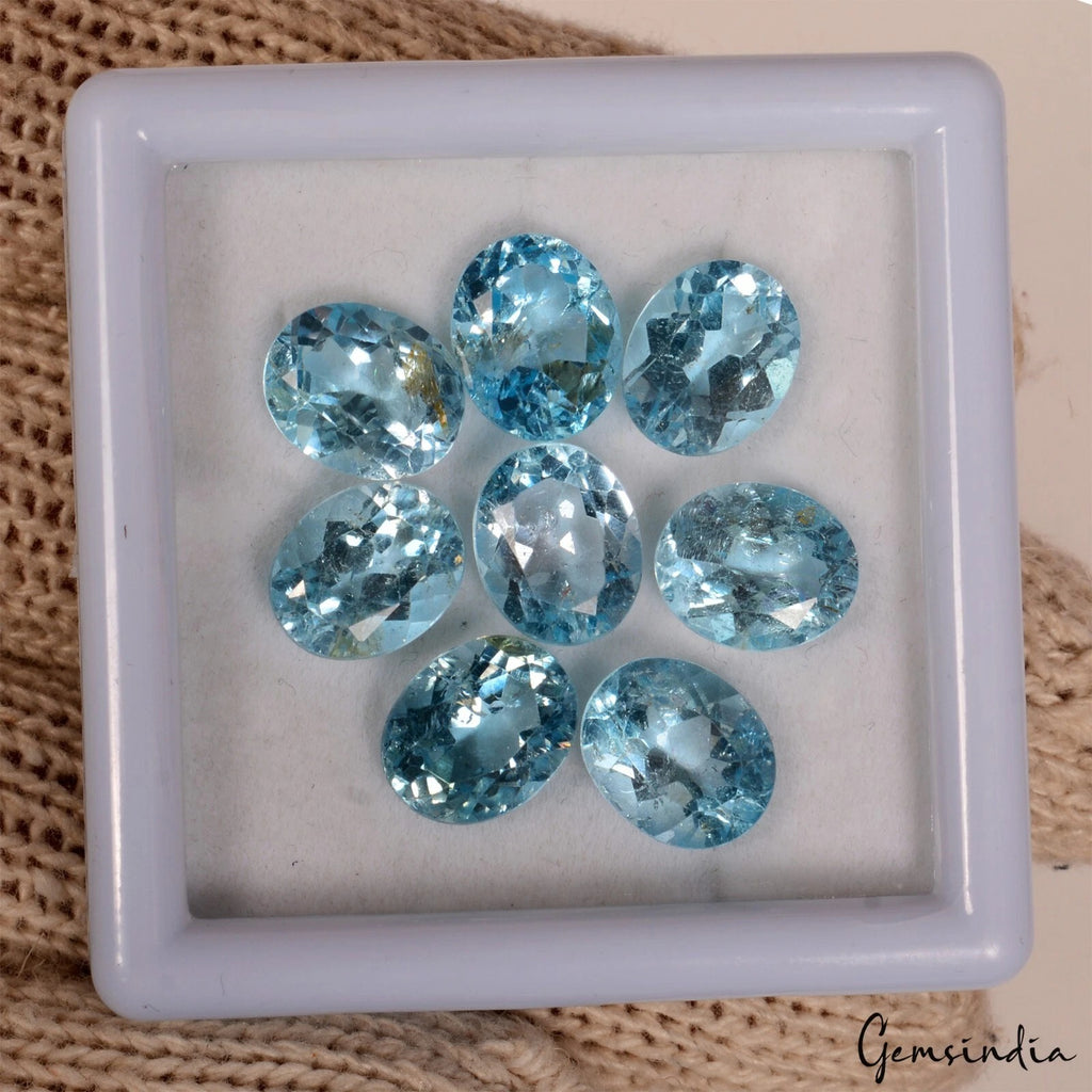 Blue Topaz Lot, Loose Gemstone, Sky Blue — 8 Pieces, 11x9 mm, 34.50 Ct