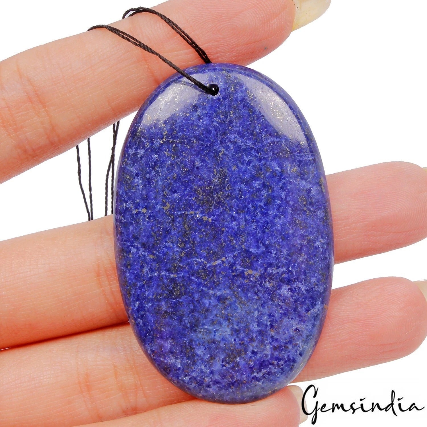93.20 Cts Natural Blue Gold Pyrite Lapis Lazuli Oval Cab Drilled Briolette Gem