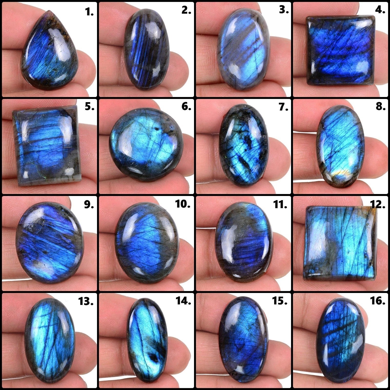 450 Ct/16 Pcs Natural Untreated Blue Shine Spectrolite Labradorite Mix Cab Gems