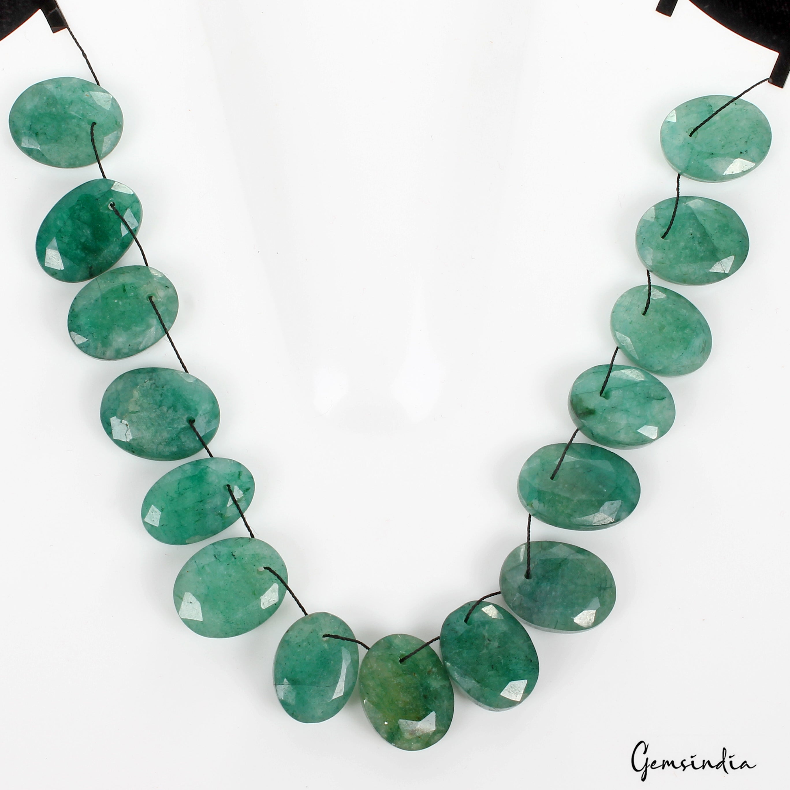 15 Pcs Lot Natural Green Emerald Oval Faceted Cut Loose Drilled Beads/Briolettes