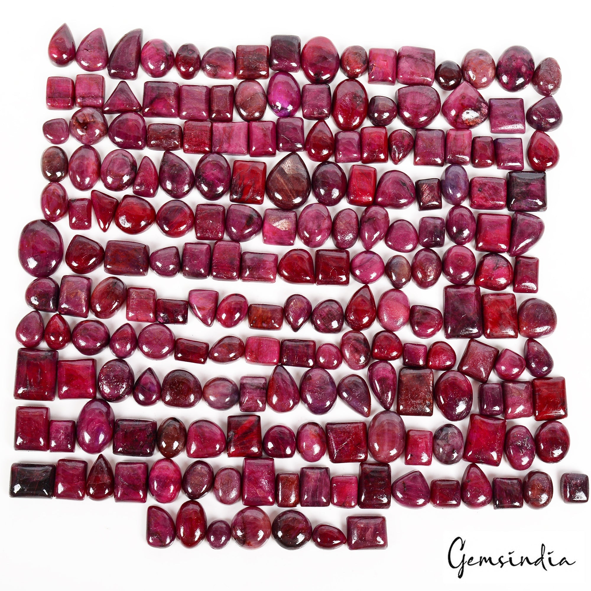 Natural Red Ruby Loose Gemstones Lot, Mix Shape Cabochon 2420Ct Certified 184 Pc