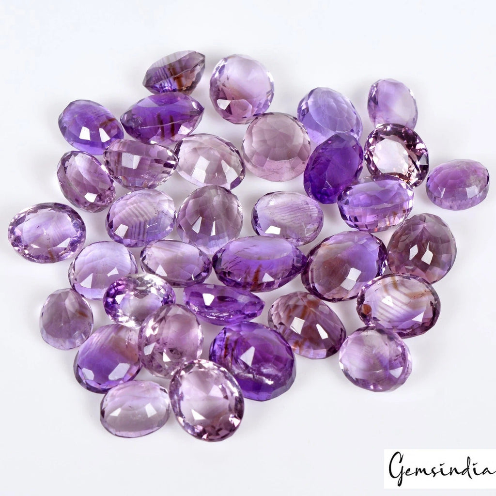 Oval Cut Natural Unheated Top Purple Amethyst Uruguay Loose Gems 225.50 Ct/34Pcs