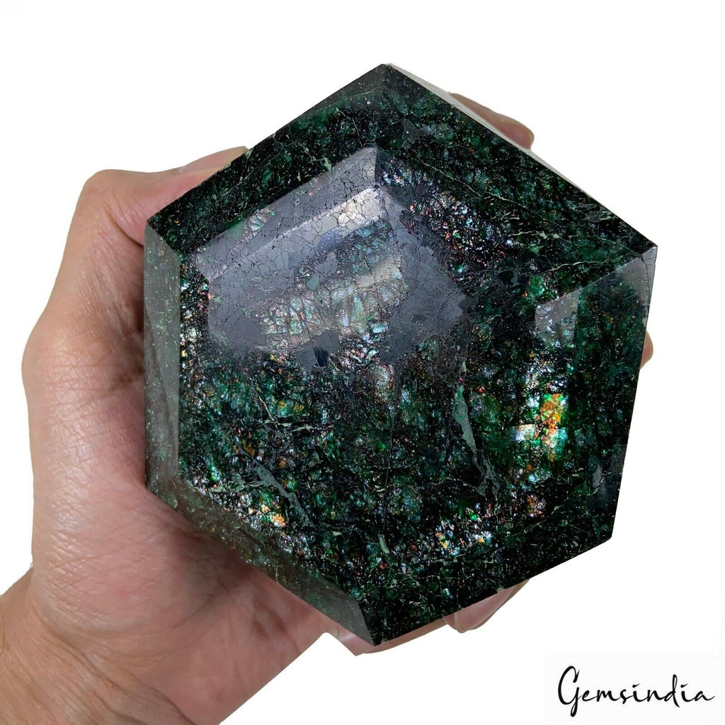 0.9 Kilo Natural Dark Green Emerald Earth-Mined Hexagon Cut Brazilian Gemstone
