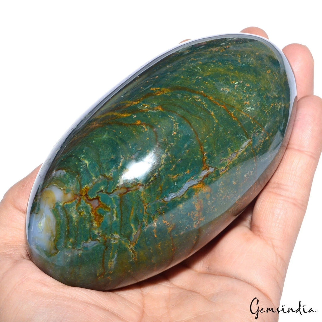 3600 Ct Natural Untreated Bloodstone Jasper Healing Oval Egg Shape Gem W/ Stand