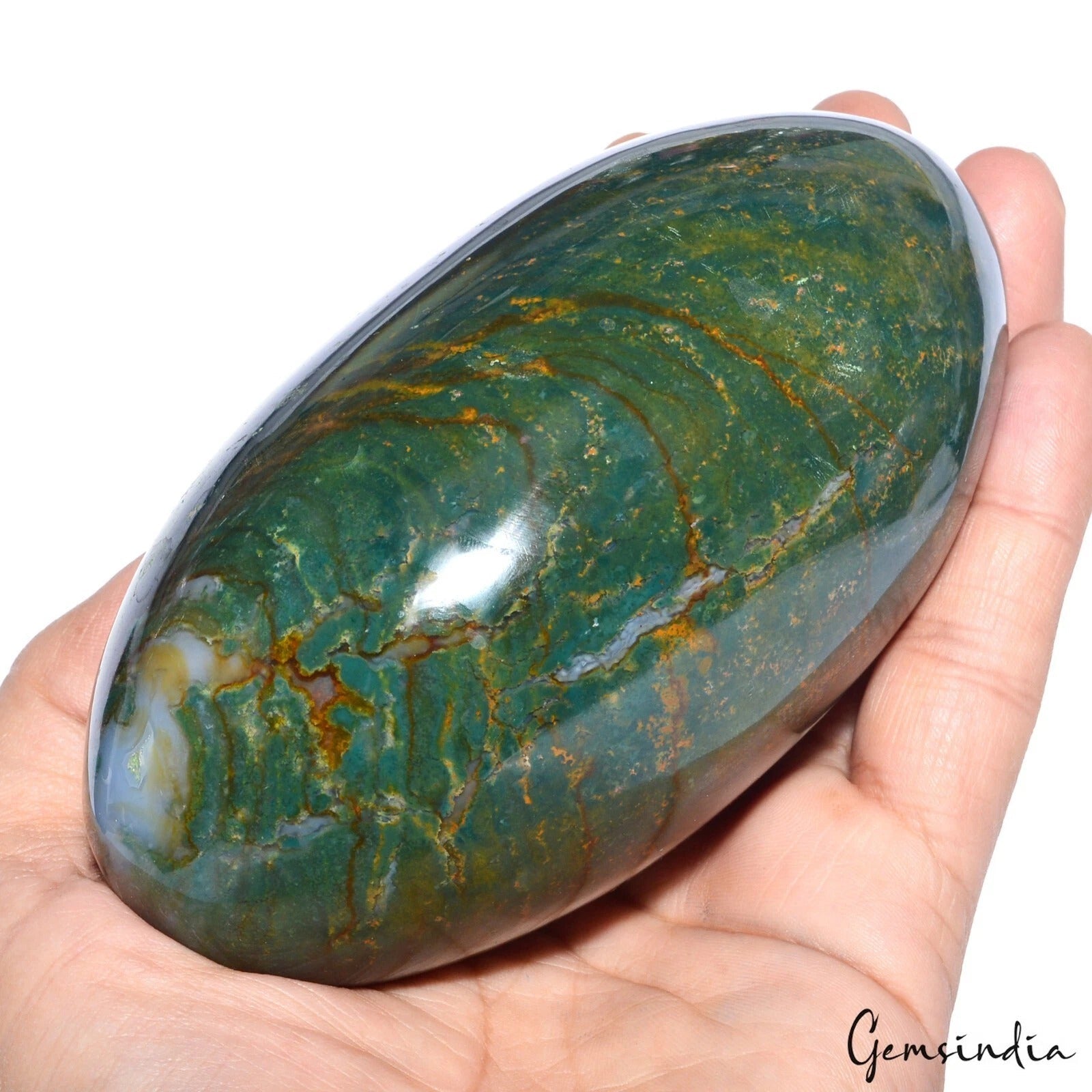 3600 Ct Natural Untreated Bloodstone Jasper Healing Oval Egg Shape Gem W/ Stand