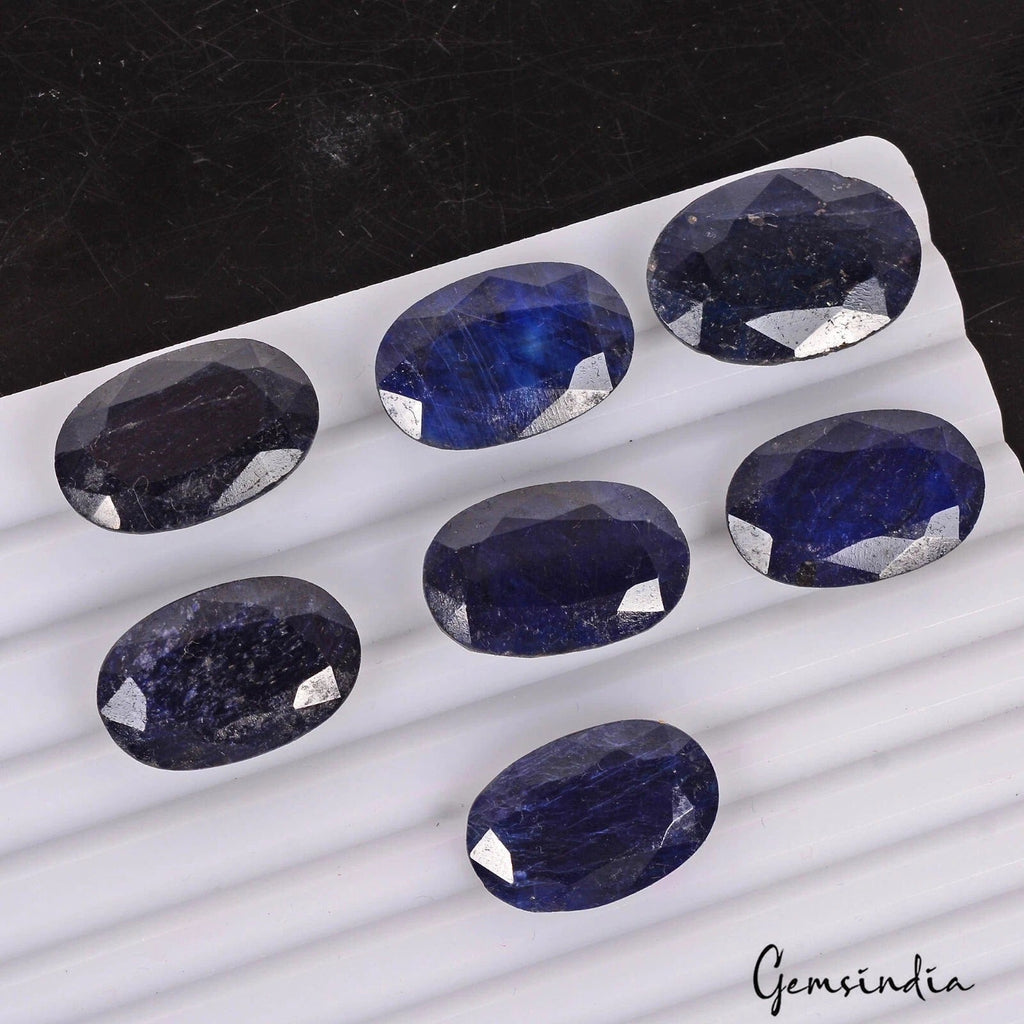 Certified 161.60 Cts/7 Pcs Natural Blue Sapphire Oval Faceted Cut Loose Gems Lot