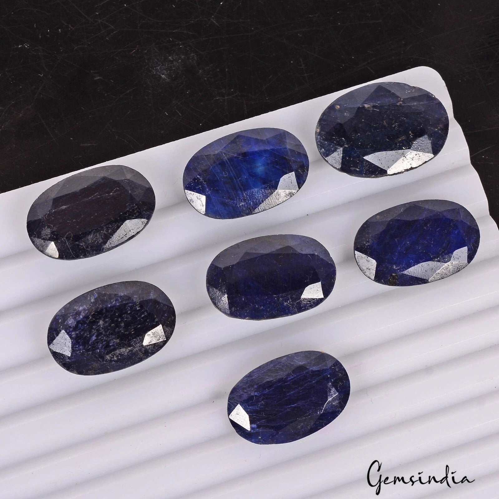 Certified 161.60 Cts/7 Pcs Natural Blue Sapphire Oval Faceted Cut Loose Gems Lot